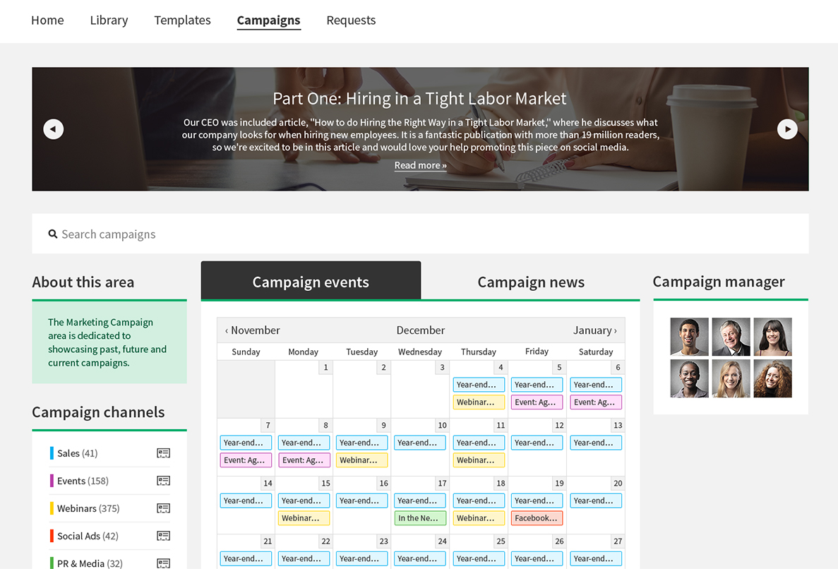 Screenshot: Campaign Calendar